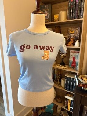 SOCIAL EDITION | Blue 'go away' Graphic Tee with Bear
